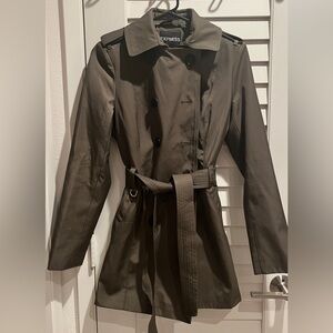 Express green belted trench coat